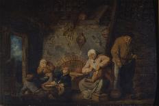 Peasants Drinking and Smoking in an Interior-Adrien Van Ostade-Framed Giclee Print