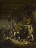 Peasants Drinking and Smoking in an Interior-Adrien Van Ostade-Framed Giclee Print