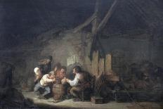 Peasants Drinking and Smoking in an Interior-Adrien Van Ostade-Framed Giclee Print