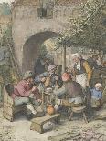 Peasants Drinking and Smoking in an Interior-Adrien Van Ostade-Framed Giclee Print