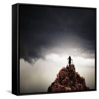 Adult and Child Standing on Hilltop-Luis Beltran-Framed Stretched Canvas