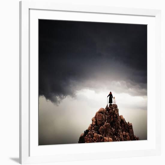 Adult and Child Standing on Hilltop-Luis Beltran-Framed Photographic Print
