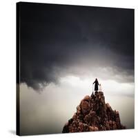 Adult and Child Standing on Hilltop-Luis Beltran-Stretched Canvas