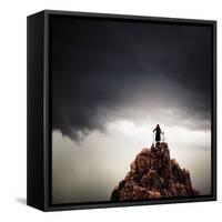 Adult and Child Standing on Hilltop-Luis Beltran-Framed Stretched Canvas