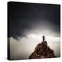 Adult and Child Standing on Hilltop-Luis Beltran-Stretched Canvas