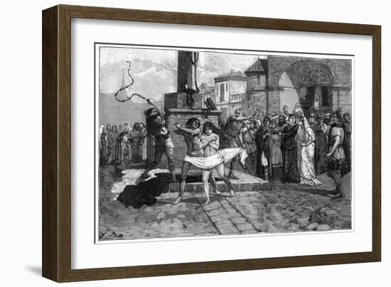 Adulterers Being Whipped in Public, France, 8th Century (1882-188)-Charaire et fils-Framed Giclee Print