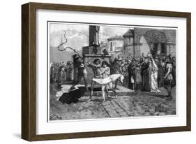 Adulterers Being Whipped in Public, France, 8th Century (1882-188)-Charaire et fils-Framed Giclee Print
