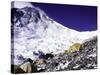 Advanced Base Camp with the Summit of Mt. Everest on Everest North Side, Tibet-Michael Brown-Stretched Canvas