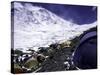 Advanced Base Camp with the Summit of Mt. Everest on Everest North Side, Tibet-Michael Brown-Stretched Canvas