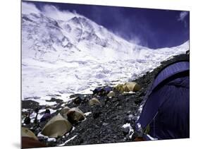 Advanced Base Camp with the Summit of Mt. Everest on Everest North Side, Tibet-Michael Brown-Mounted Premium Photographic Print