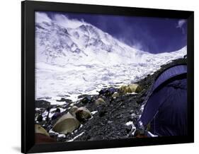 Advanced Base Camp with the Summit of Mt. Everest on Everest North Side, Tibet-Michael Brown-Framed Photographic Print