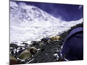 Advanced Base Camp with the Summit of Mt. Everest on Everest North Side, Tibet-Michael Brown-Mounted Photographic Print