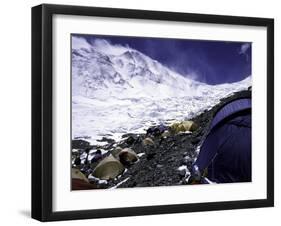 Advanced Base Camp with the Summit of Mt. Everest on Everest North Side, Tibet-Michael Brown-Framed Photographic Print