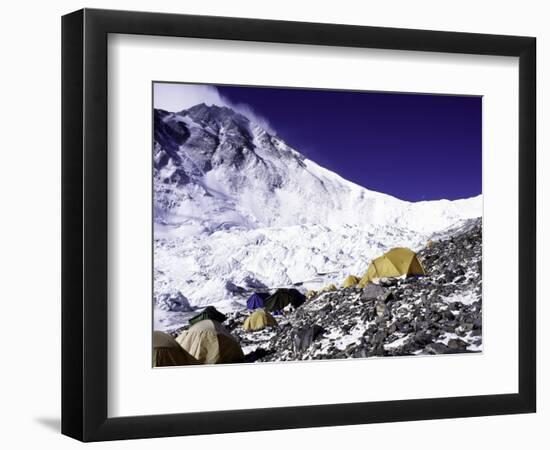 Advanced Base Camp with the Summit of Mt. Everest on Everest North Side, Tibet-Michael Brown-Framed Photographic Print