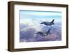 Advanced Fighter Jets Flying Together above the Clouds. Accelerates and Disappears.-yucelyilmaz-Framed Photographic Print