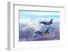 Advanced Fighter Jets Flying Together above the Clouds. Accelerates and Disappears.-yucelyilmaz-Framed Photographic Print