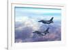 Advanced Fighter Jets Flying Together above the Clouds. Accelerates and Disappears.-yucelyilmaz-Framed Photographic Print