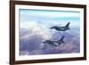 Advanced Fighter Jets Flying Together above the Clouds. Accelerates and Disappears.-yucelyilmaz-Framed Photographic Print