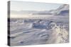 Adventdalen Valley, Frozen Sea Ice of Adventfjorden (Advent Bay), Svalbard-Stephen Studd-Stretched Canvas