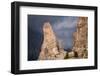 Adventure seeker high wire walking in Cinque Torri, Belluno, Dolomites, Italy-Karen Deakin-Framed Photographic Print