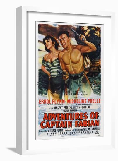 Adventures of Captain Fabian, from Left: Micheline Presle, Errol Flynn, 1951-null-Framed Art Print