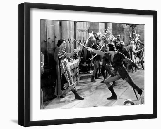 Adventures Of Robin Hood, Basil Rathbone, Errol Flynn, 1938-null-Framed Photo