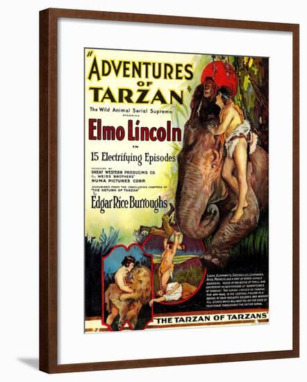 Adventures of Tarzan, Elmo Lincoln, 1921-null-Framed Art Print