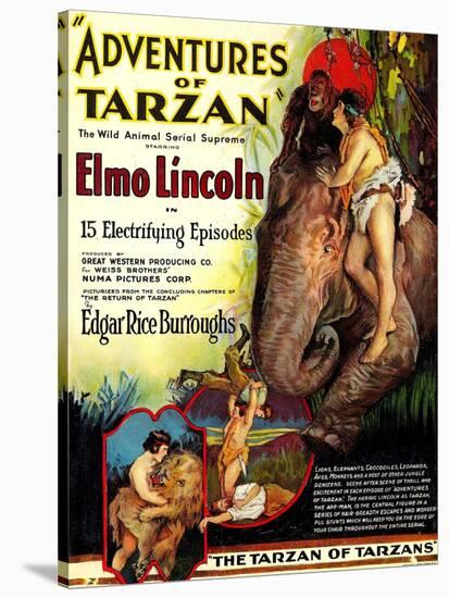 Adventures of Tarzan, Elmo Lincoln, 1921-null-Stretched Canvas