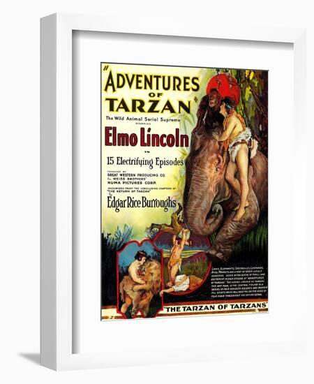 Adventures of Tarzan, Elmo Lincoln, 1921-null-Framed Art Print