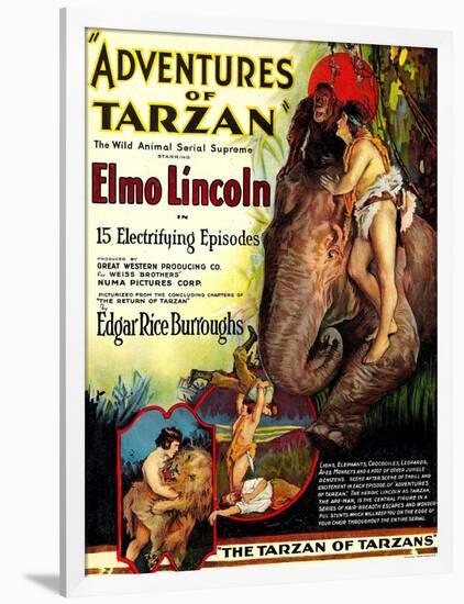 Adventures of Tarzan, Elmo Lincoln, 1921-null-Framed Art Print