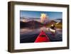 Adventurous Man Kayaking in Lake Mcdonald-edb3_16-Framed Photographic Print