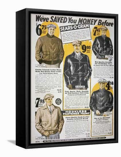 Advert for American Menswear, Page from the Sears, Roebuck Catalogue of 1931-32-null-Framed Stretched Canvas