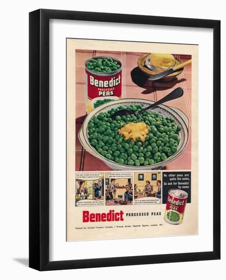 Advert for Benedict Processed Peas, 1951-null-Framed Giclee Print