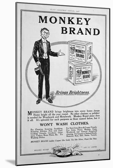 Advert for Brooke's Monkey Brand Soap, 1918-null-Mounted Giclee Print