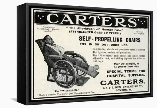 Advert for Carters Self-Propelling Chair 1915-null-Framed Stretched Canvas