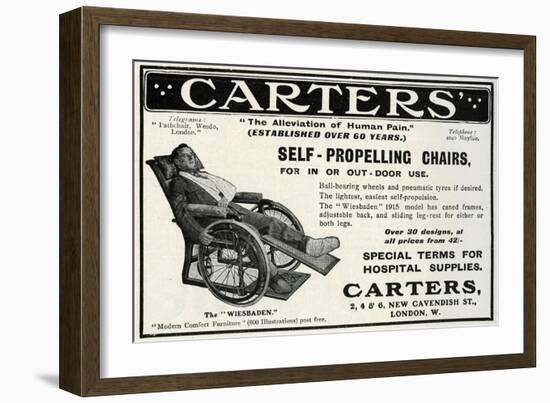 Advert for Carters Self-Propelling Chair 1915-null-Framed Art Print