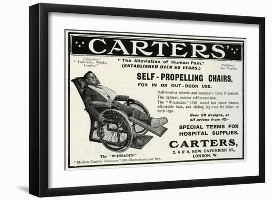 Advert for Carters Self-Propelling Chair 1915-null-Framed Art Print