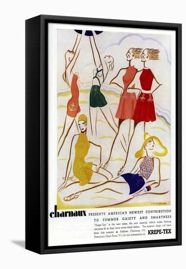 Advert for Charnaux Women's Beachwear 1935-null-Framed Stretched Canvas