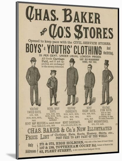 Advert for Chas Baker and Co's Stores-null-Mounted Giclee Print