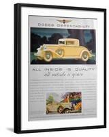 Advert for Dodge Cars, 1931-null-Framed Giclee Print