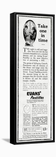 Advert for Evans' Pastilles Against Influenza Infection 1918-null-Framed Stretched Canvas
