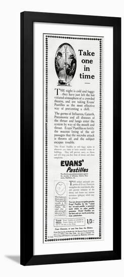 Advert for Evans' Pastilles Against Influenza Infection 1918-null-Framed Premium Giclee Print