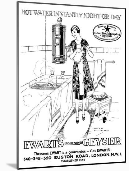 Advert for Ewart's Geyser Hot Water 1927-null-Mounted Art Print