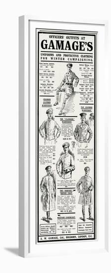 Advert for Gamages Officers Outfits 1915-null-Framed Premium Giclee Print