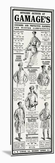 Advert for Gamages Officers Outfits 1915-null-Mounted Premium Giclee Print