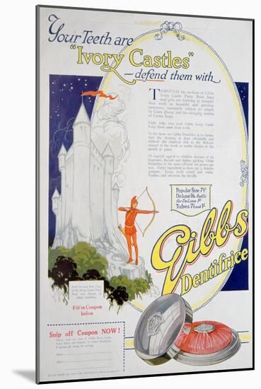 Advert for Gibbs Solid Dentifrice, 1922-null-Mounted Giclee Print