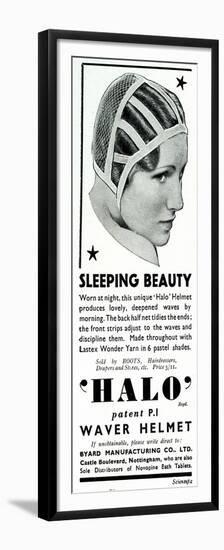 Advert for Halo Sleeping Cap 1936-null-Framed Premium Giclee Print