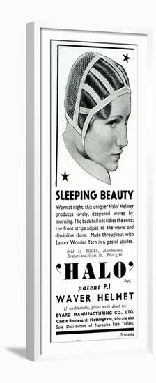 Advert for Halo Sleeping Cap 1936-null-Framed Premium Giclee Print