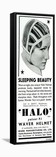 Advert for Halo Sleeping Cap 1936-null-Framed Stretched Canvas