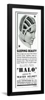 Advert for Halo Sleeping Cap 1936-null-Framed Art Print